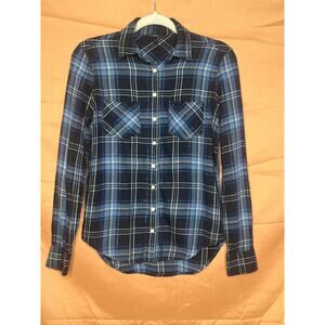 Womens Aeropostale Blue/Gray Plaid Flannel Shirt, Sz XS, EUC